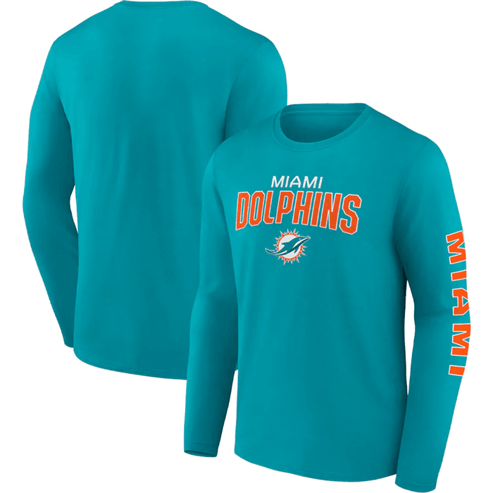Men's Miami Dolphins Aqua Go the Distance Long Sleeve T-Shirt Men's Miami Dolphins Aqua Go the Distance Long Sleeve T-Shirt